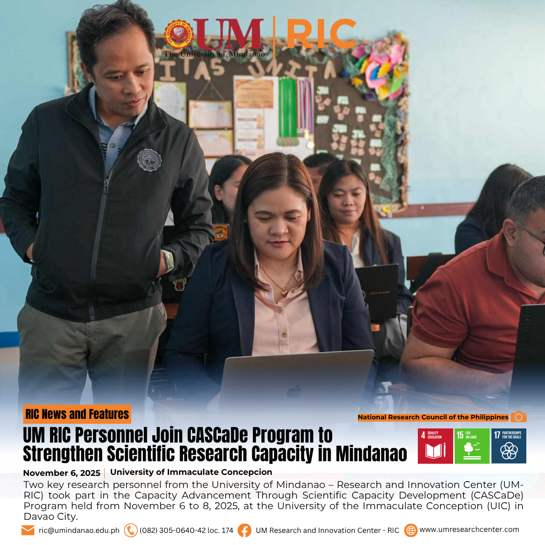 UM RIC Personnel Join CASCaDe Program to Strengthen Scientific Research Capacity in Mindanao